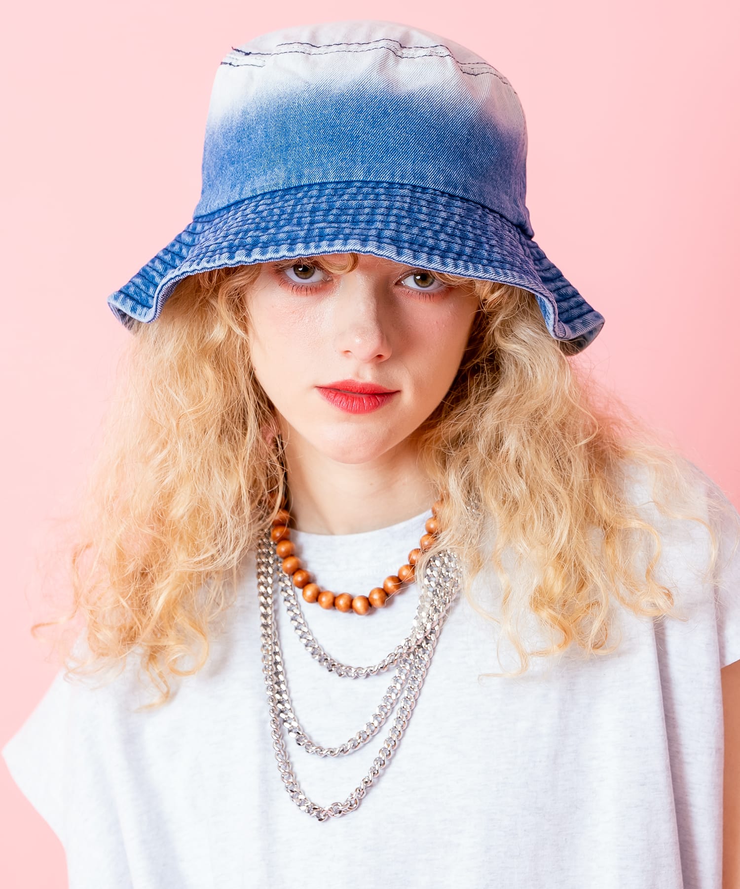 0556⭐ セリーヌ ブリーチ デニム エンブロイダリー バケットハット 57 ファッション 0556✽ セリーヌ ブリーチ デニム エンブロイ