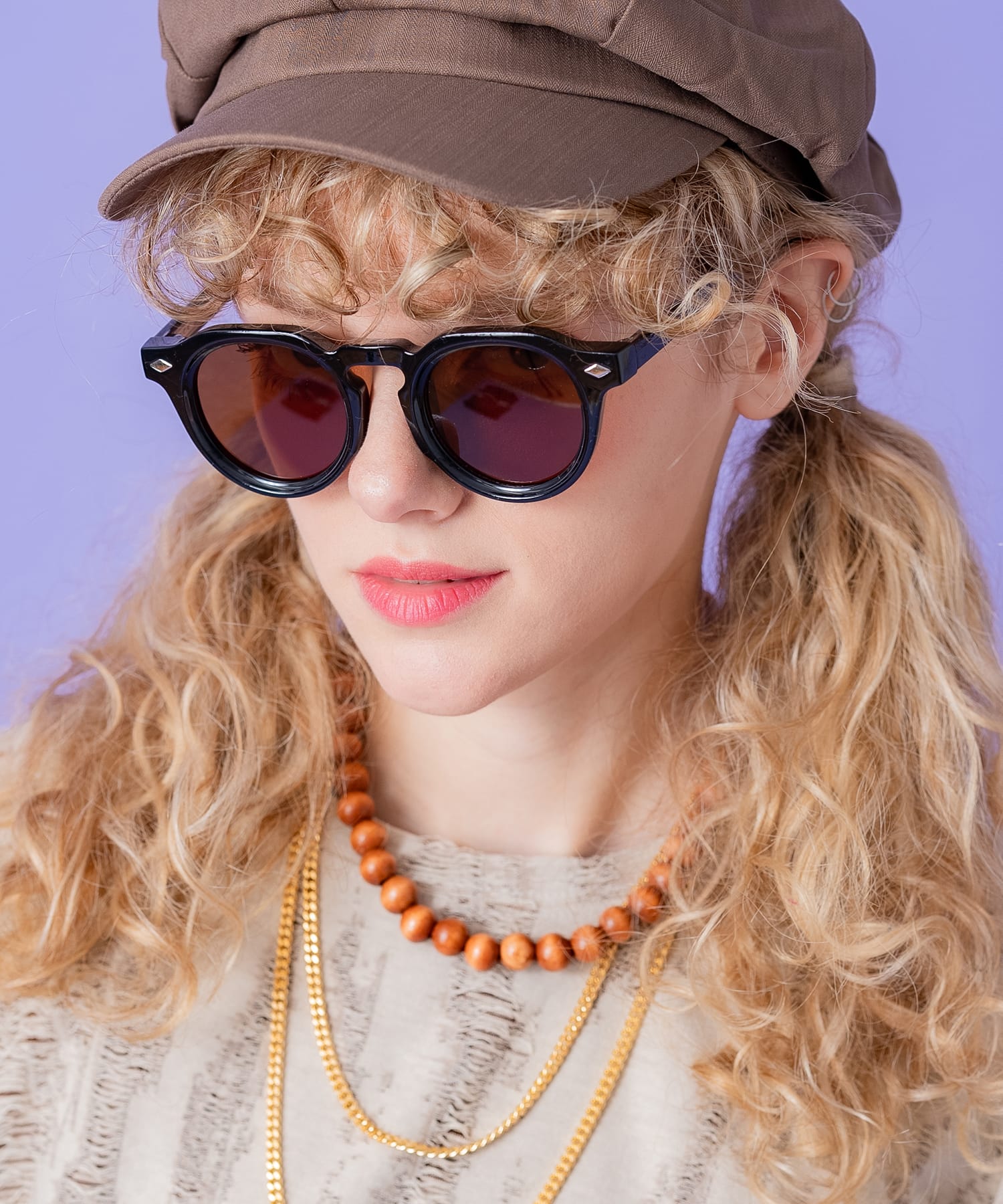 金属芯入りフレームクラウンパントサングラス / メンズ レディース