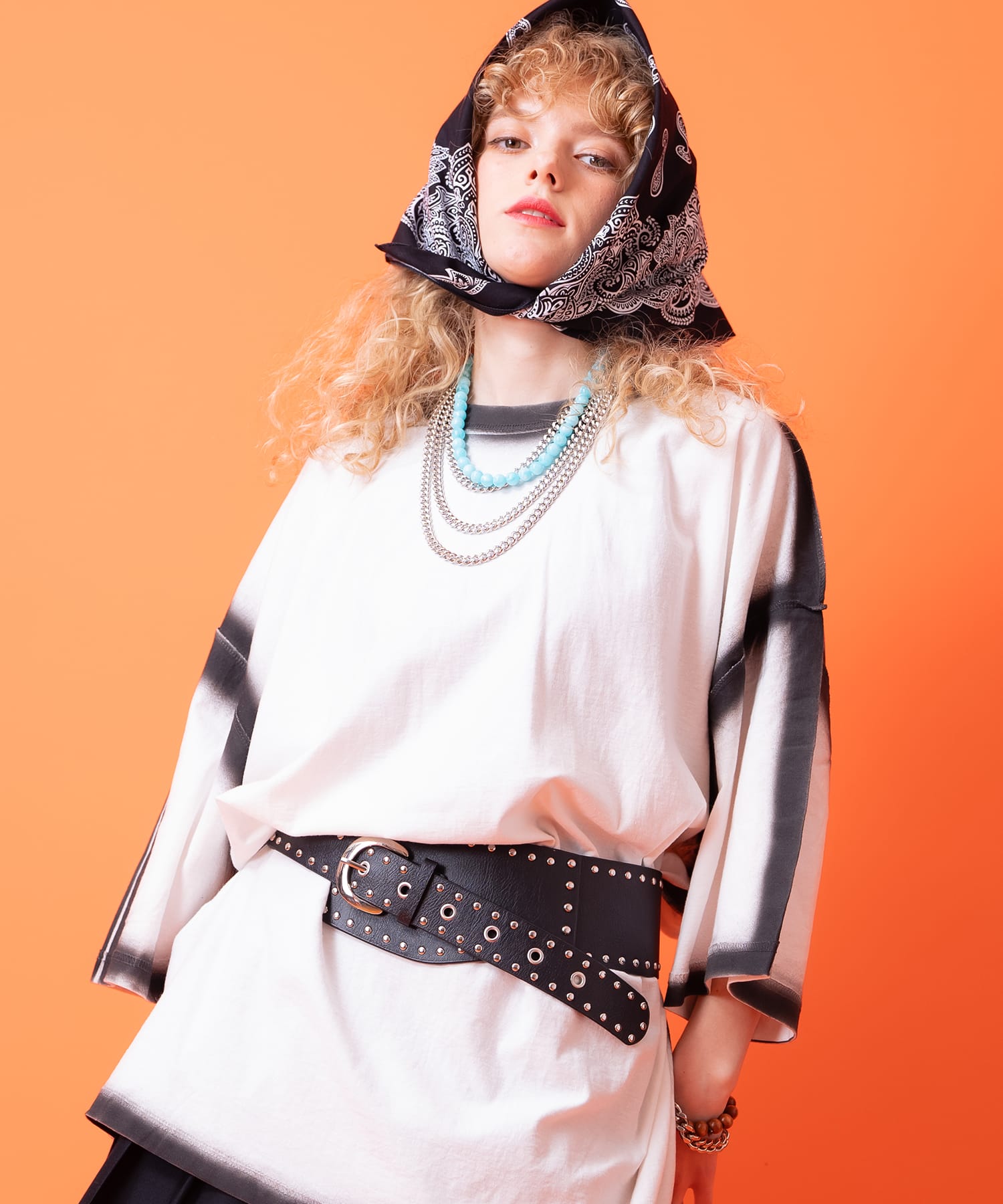 スーパーワイドボールスタッズ合成皮革コルセットベルト / カマー