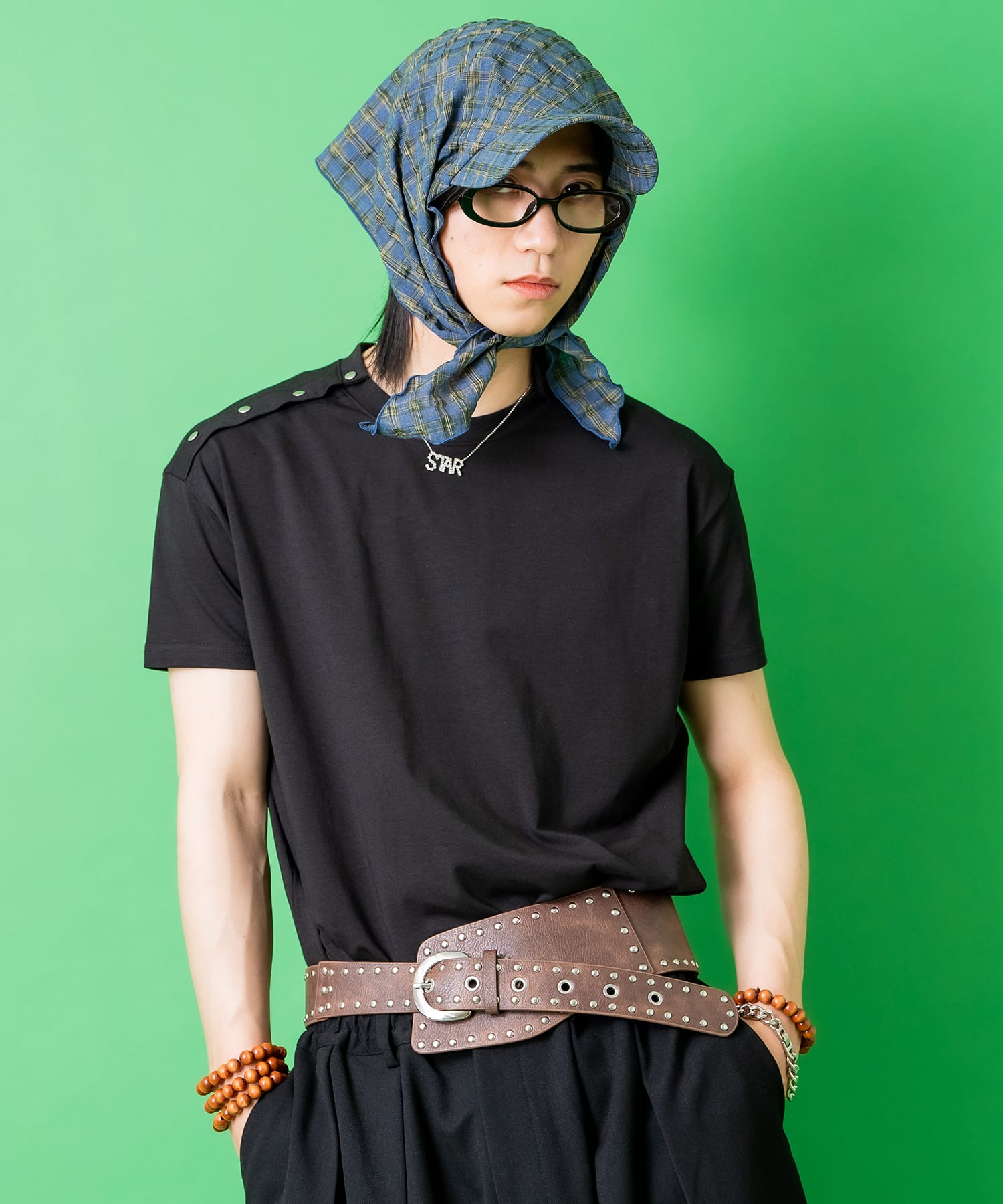 スーパーワイドボールスタッズ合成皮革コルセットベルト / カマー