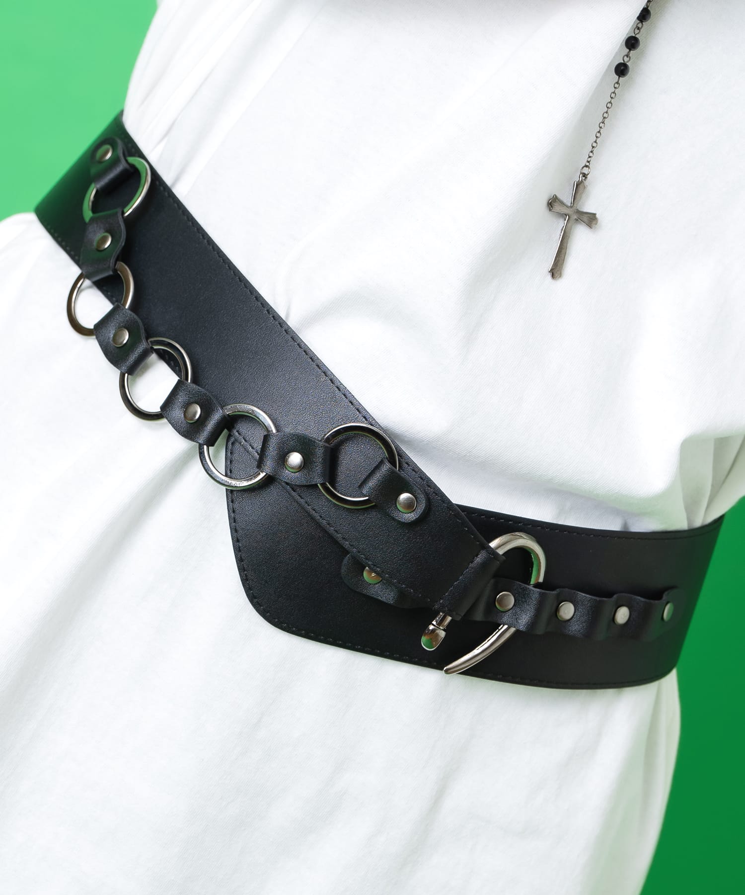 連結ドレープリング合成皮革コルセットベルト / カマーバンド