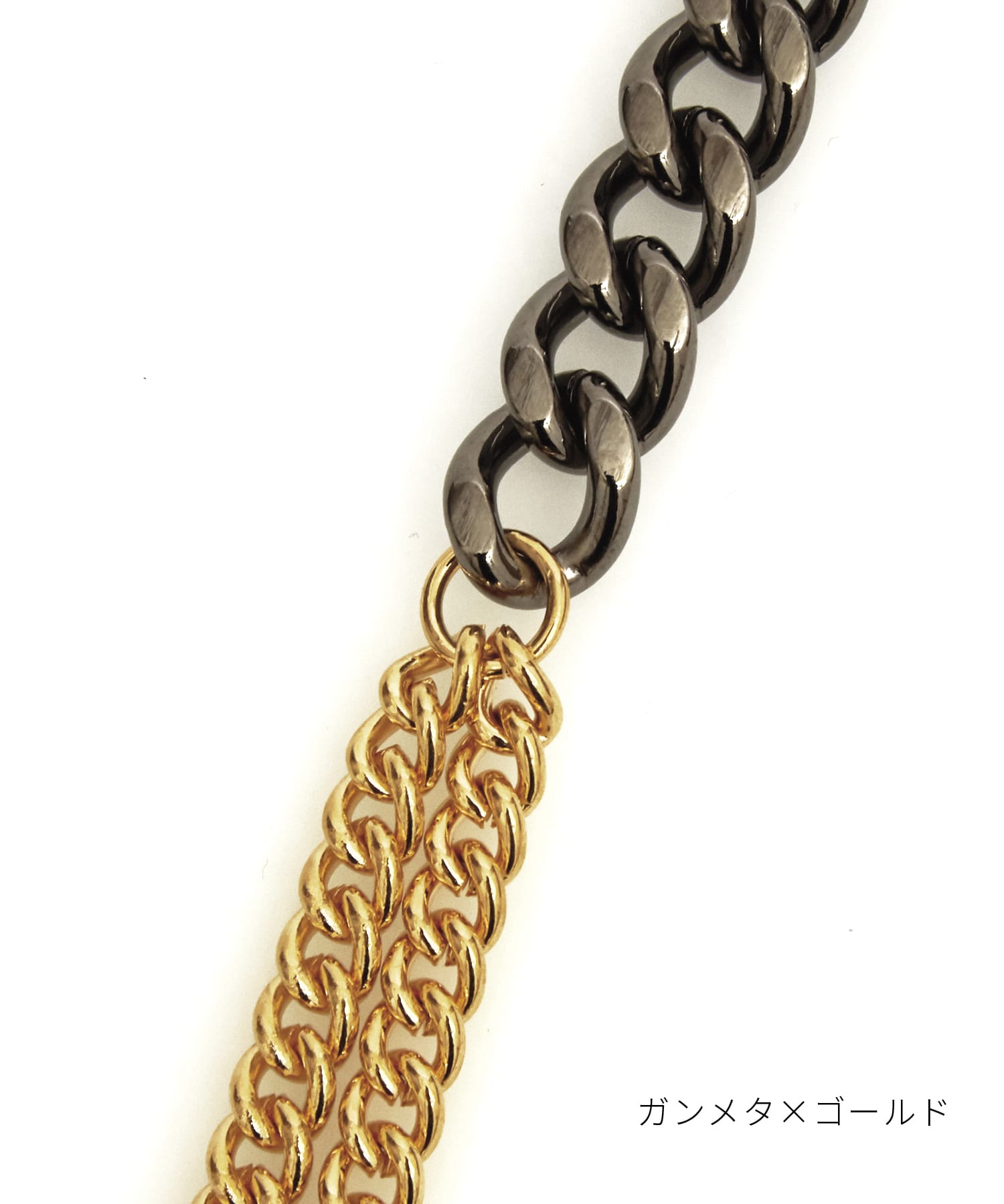 バイカラー2連喜平メタルチェーンネックレス(70cm) / メンズ