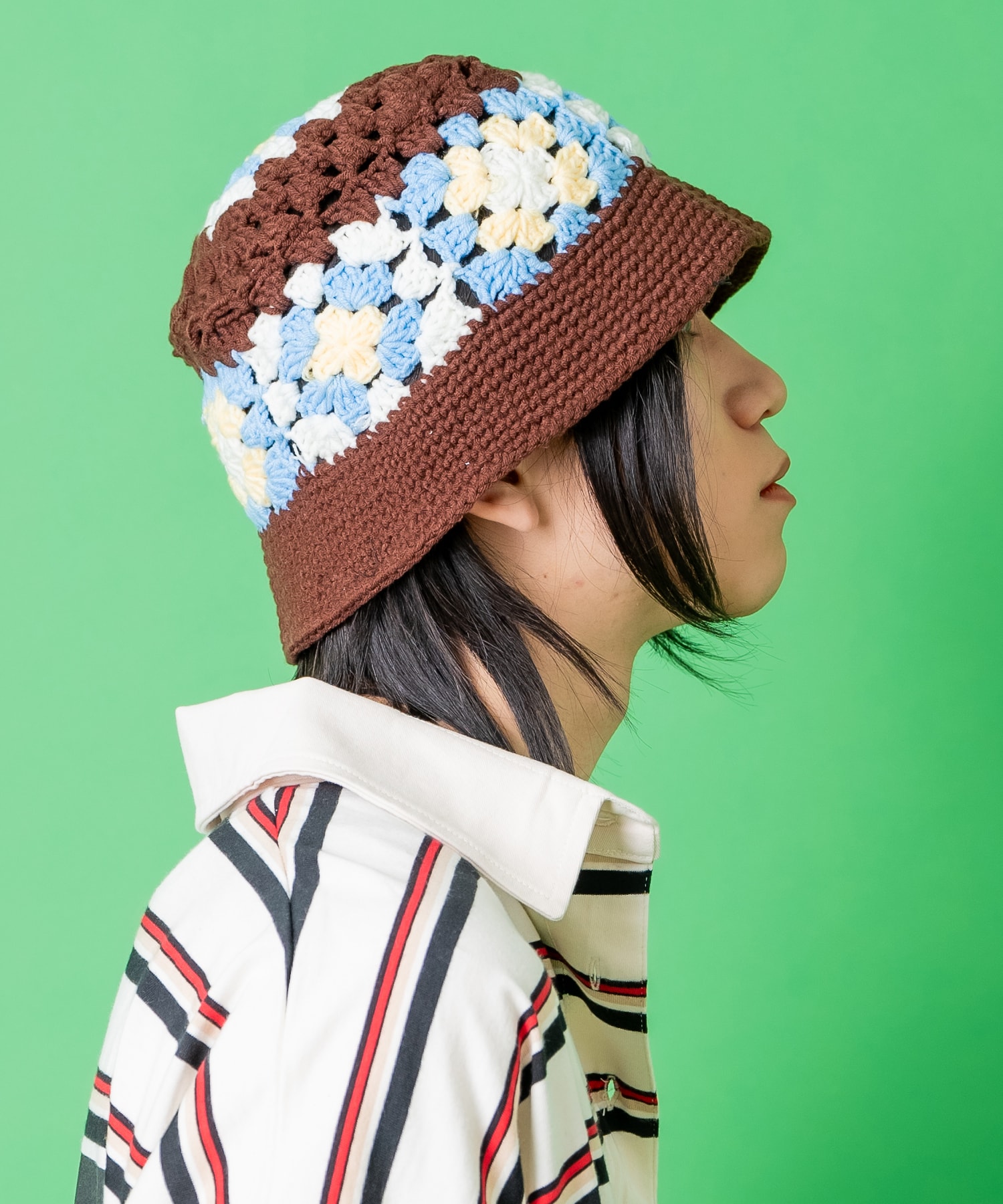 レトロフラワーモチーフクロシェニットハット / メンズ レディース