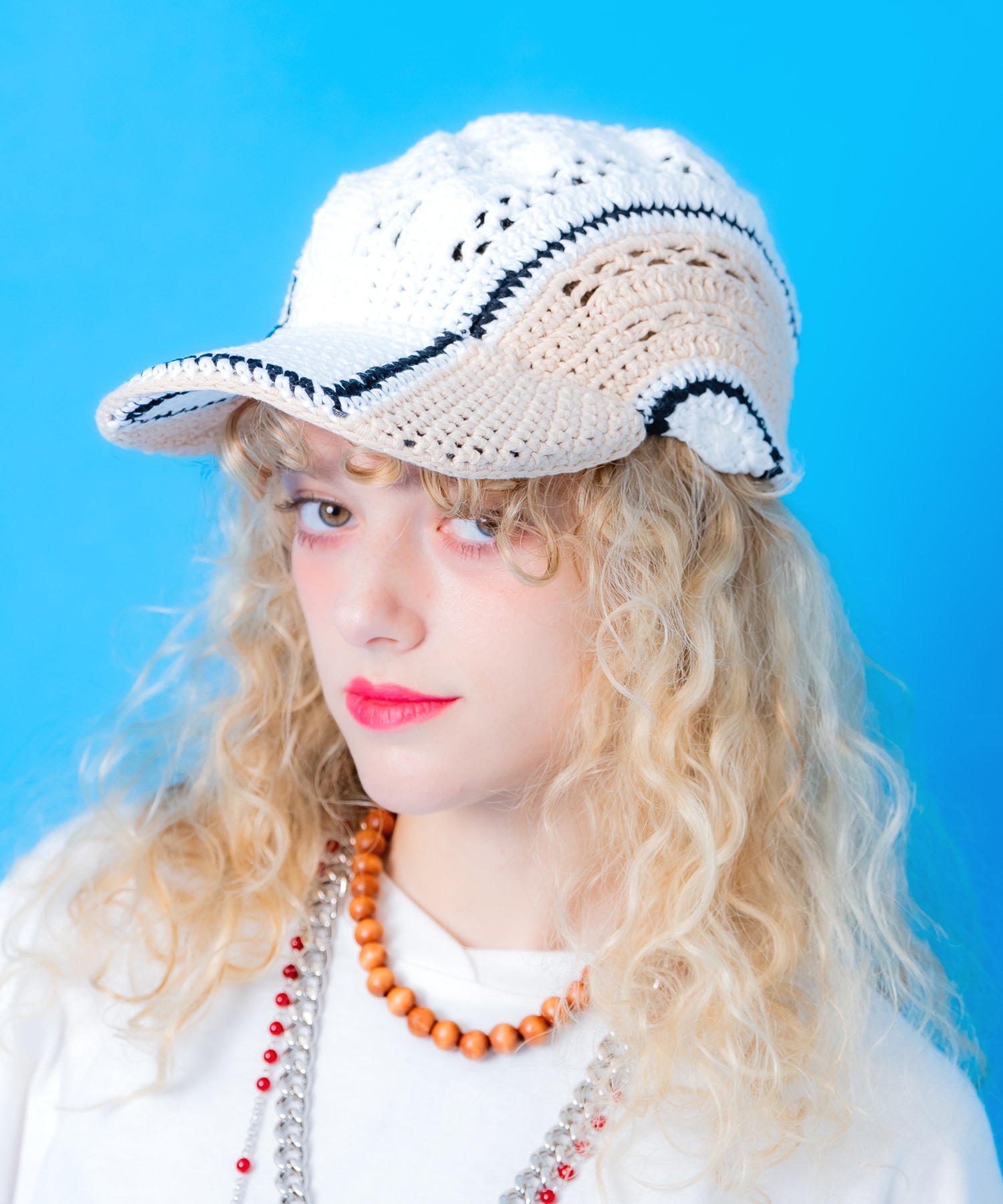 an meets zakka レトロカラーパターンニットベースボールキャップ