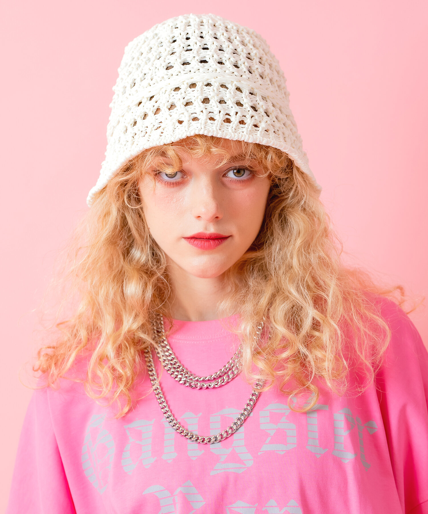 ザクザクメッシュ編みクロシェ風ニットハット / メンズ