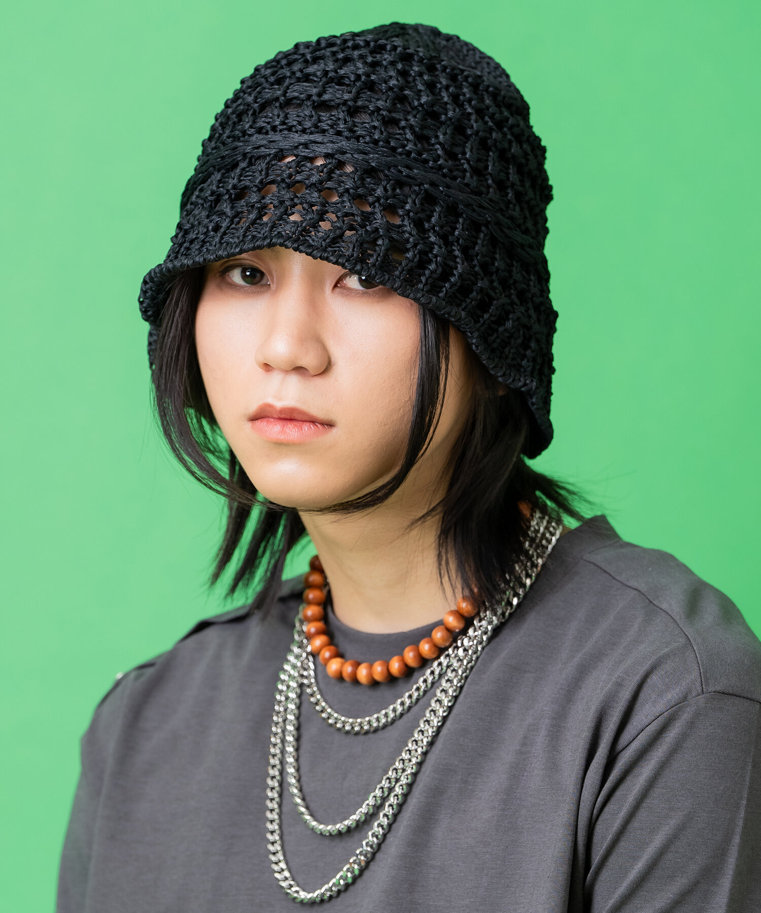 ザクザクメッシュ編みクロシェ風ニットハット / メンズ レディース