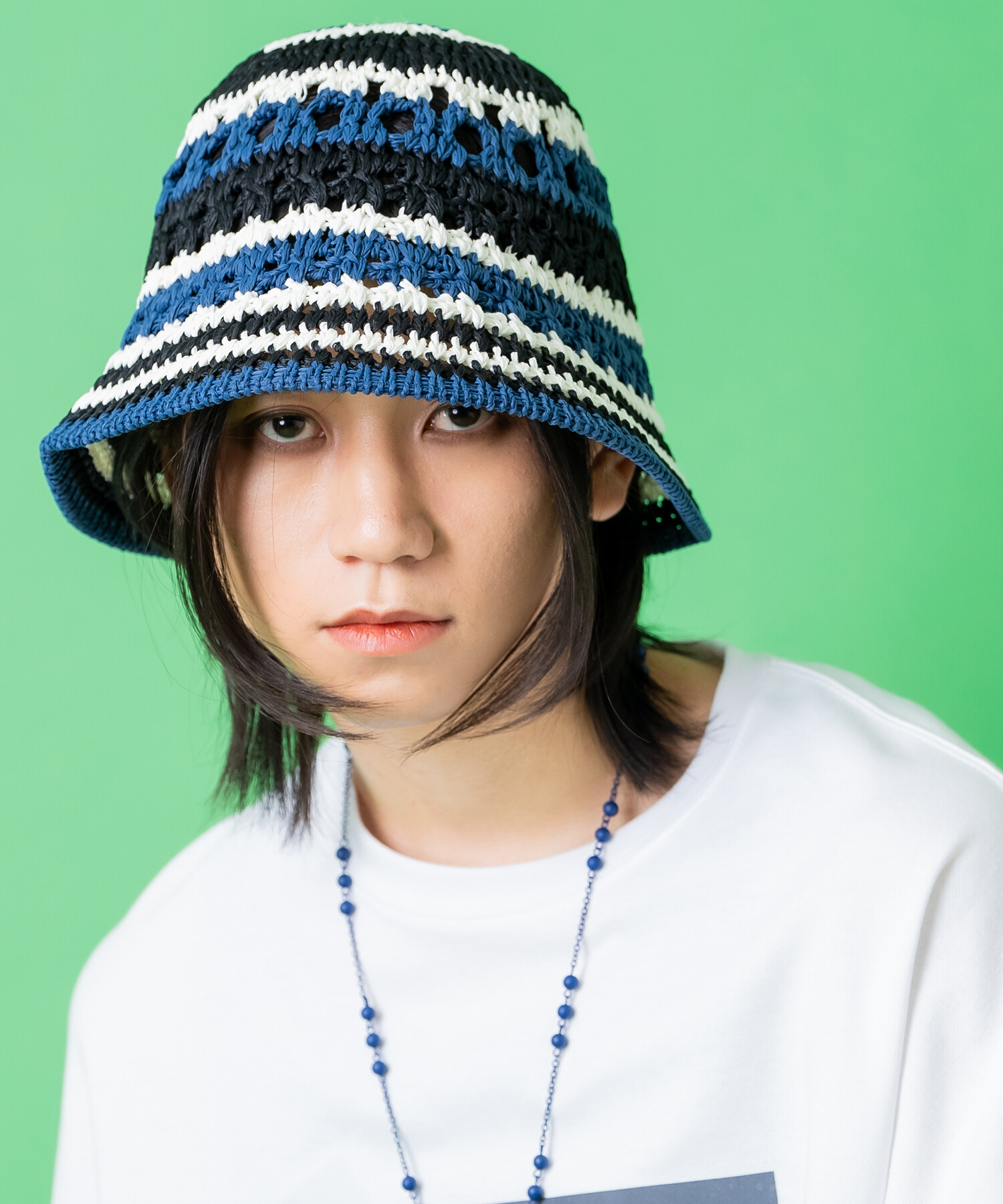 レトロマルチボーダークロシェニットハット / メンズ レディース レトロマルチボーダークロシェニットハット / メンズ レディース