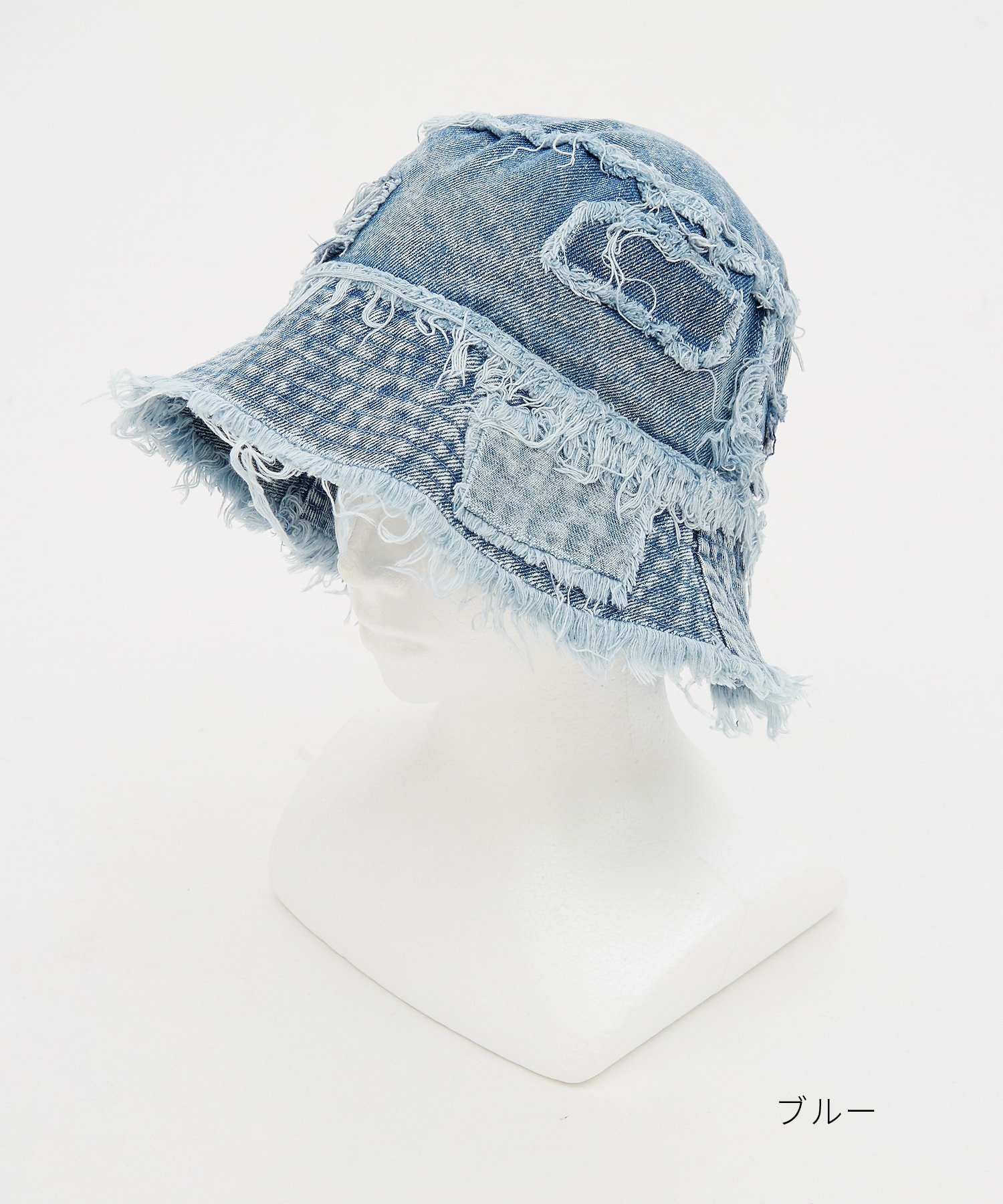 クラッシュフリンジランダムパッチワークデニムハット / メンズ