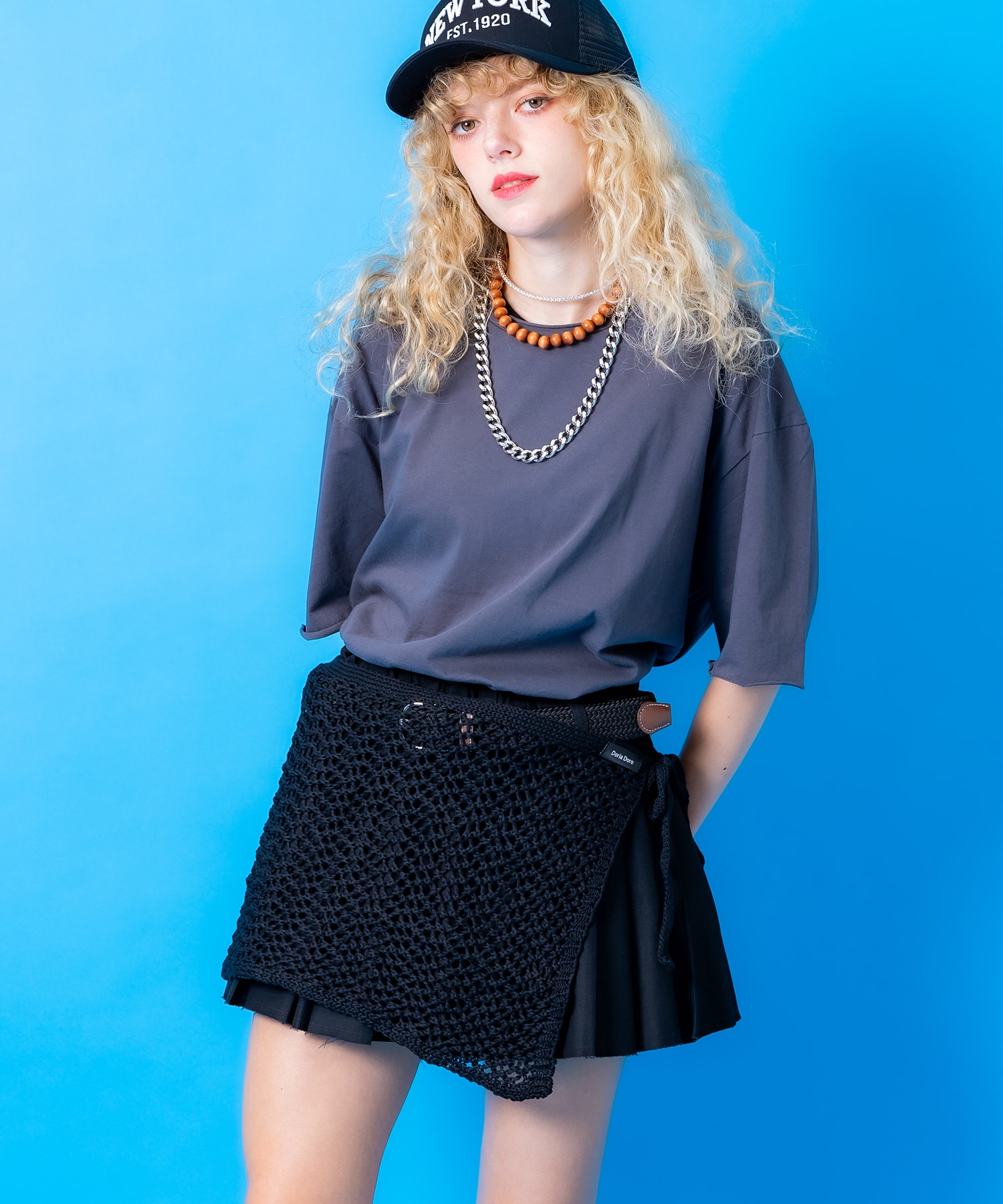 an meets zakka メッシュニット巻きスカート