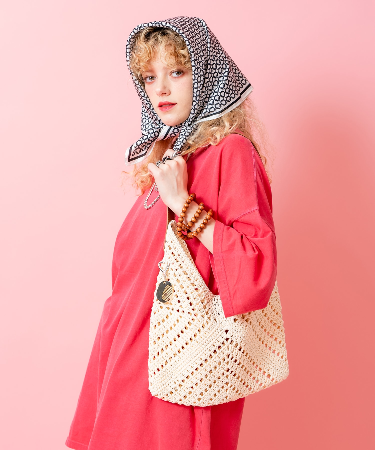 an meets zakka クロシェニットレトロハンドバッグ
