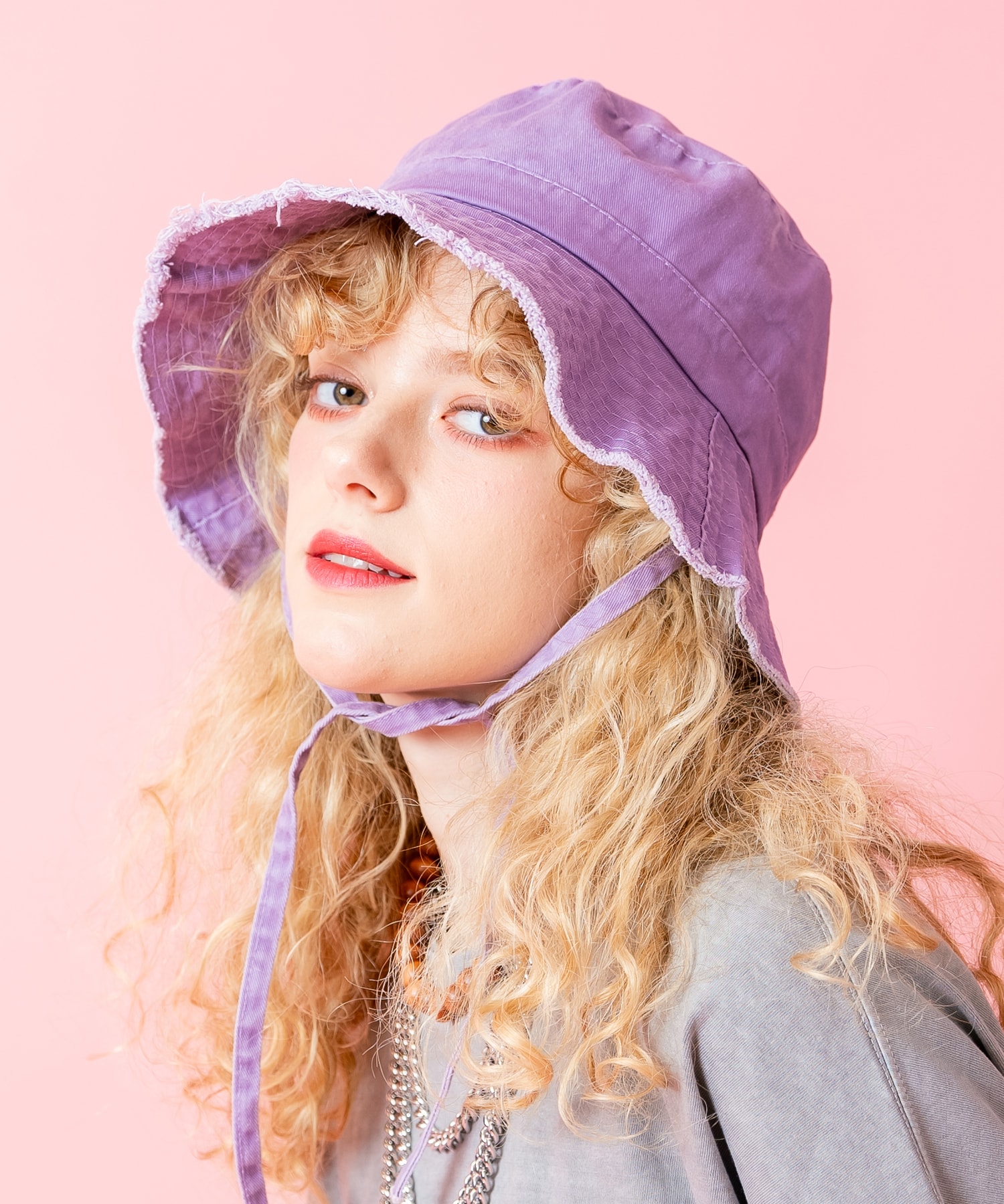 an meets zakka ピグメントコットンダメージブリムロングコードハット