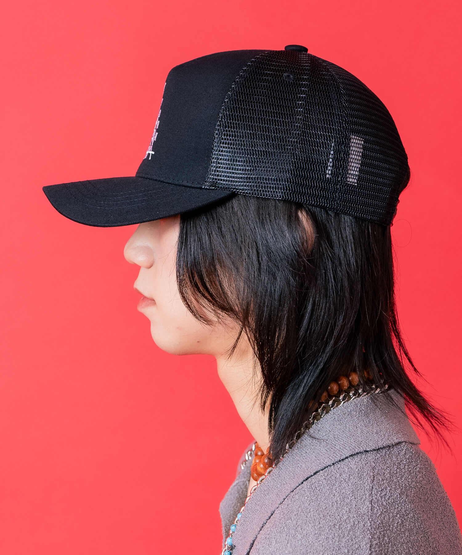 NEWYORKトライアングル刺繍メッシュキャップ / メンズ レディース ユニ