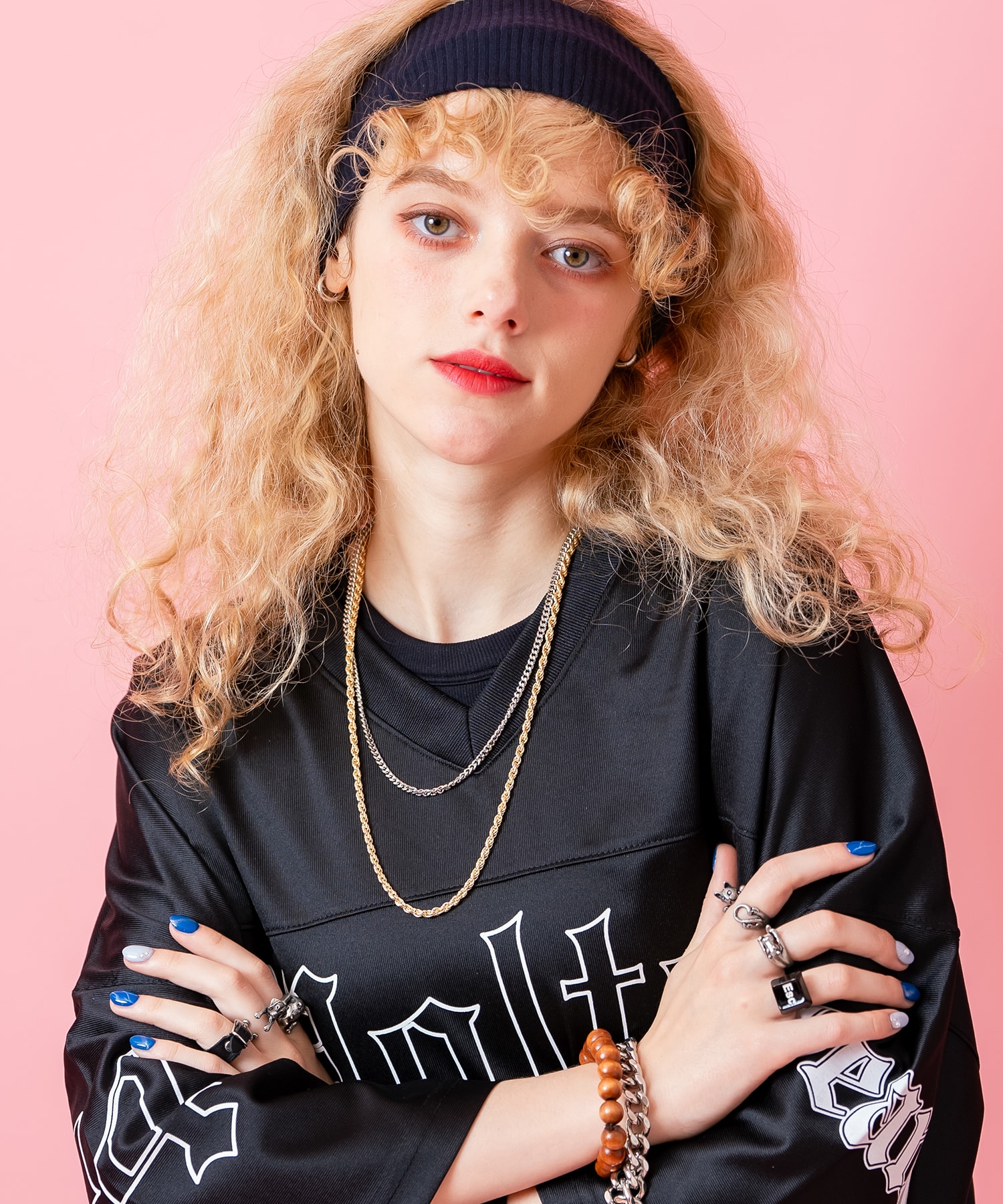 ミックスカラー2連チェーンネックレス(45cm、55cm) / メンズ