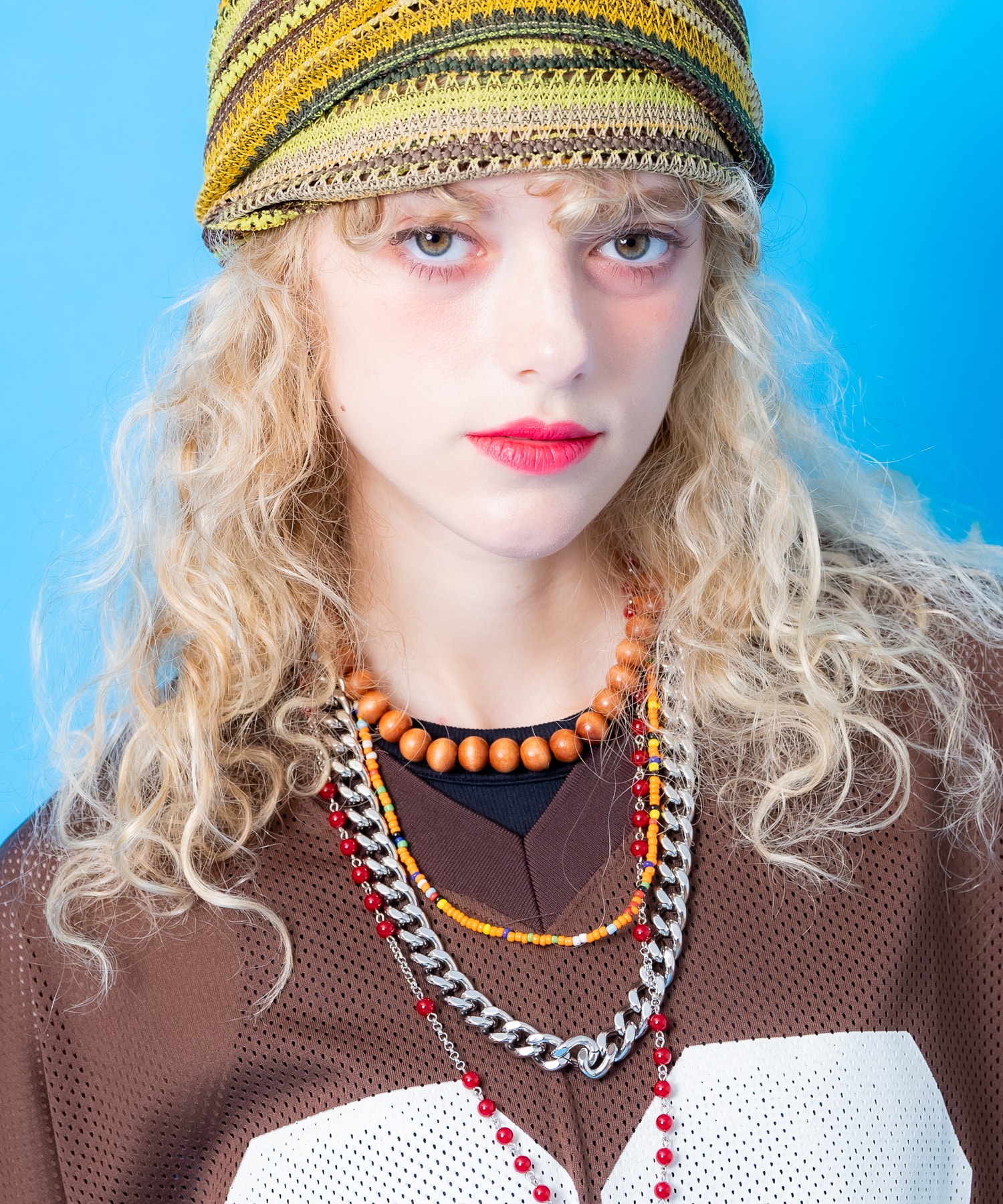 an meets zakka ヒッピーテイストレトロアクリルビーズネックレス(50cm)