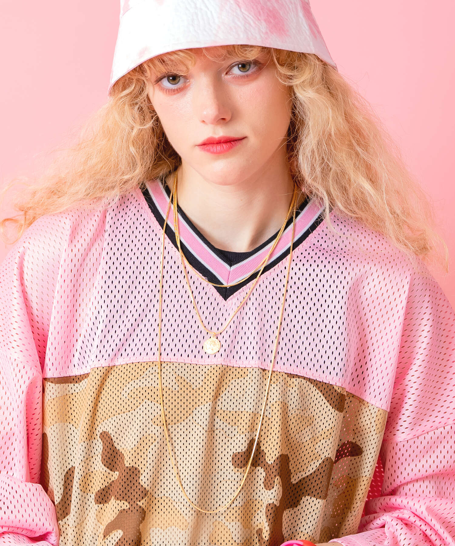 3連チェーン刻印コイントップネックレス(70cm) / メンズ