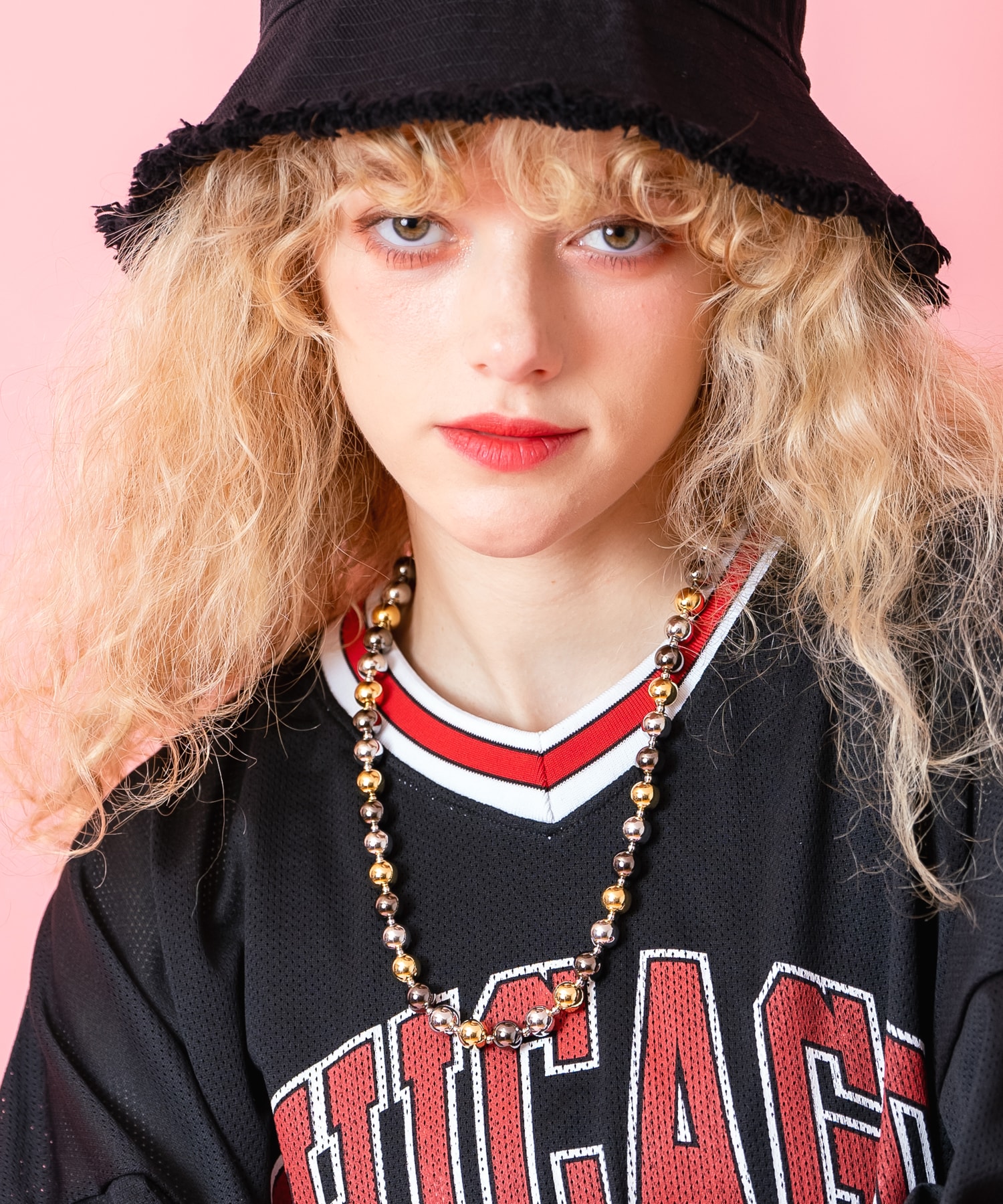 an meets zakka シルバーゴールドガンメタミックスボールチェーンネックレス(50cm)