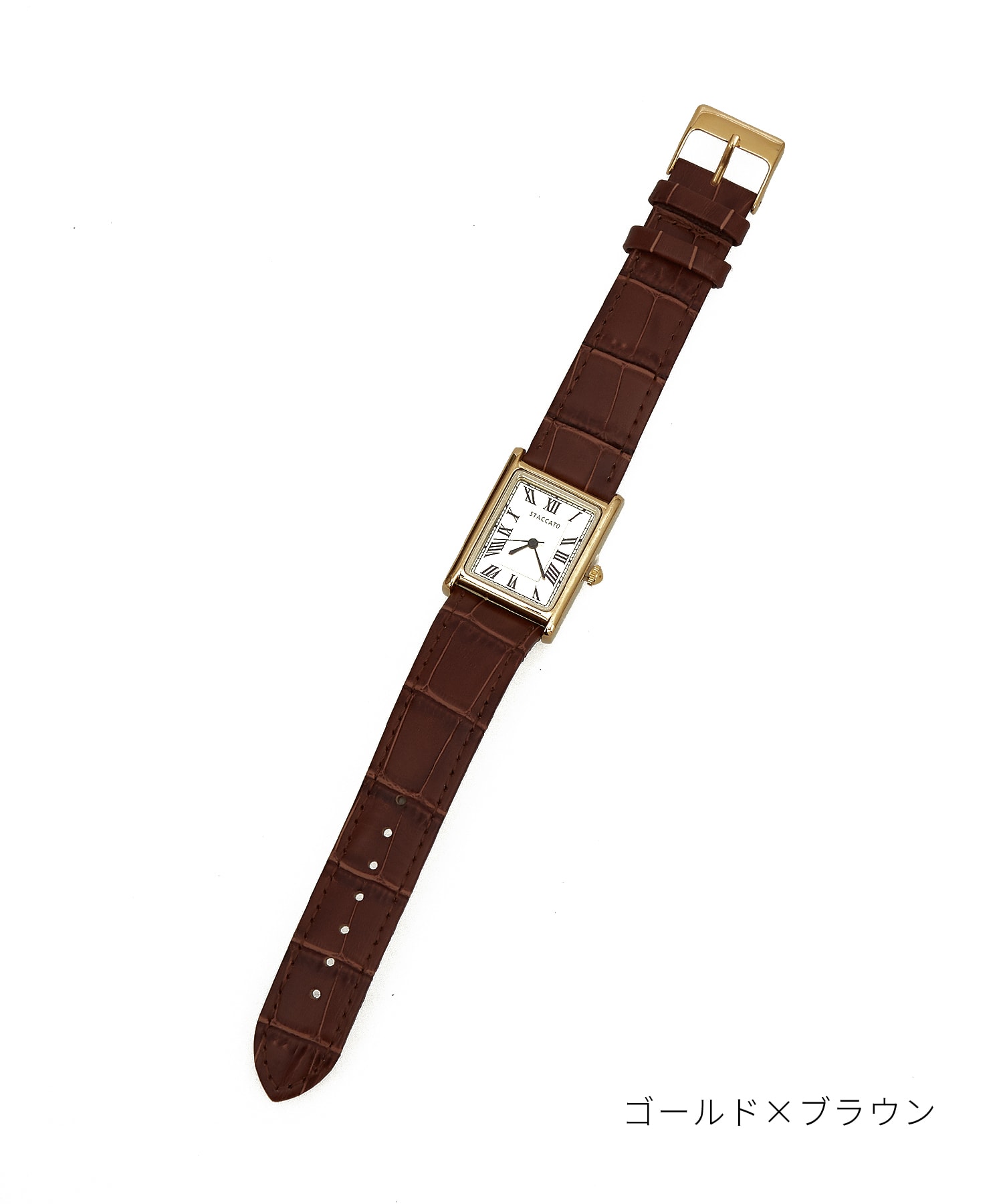 スクエアダイヤルレザーバンド腕時計 / ウォッチ 牛革 アナログ レトロ