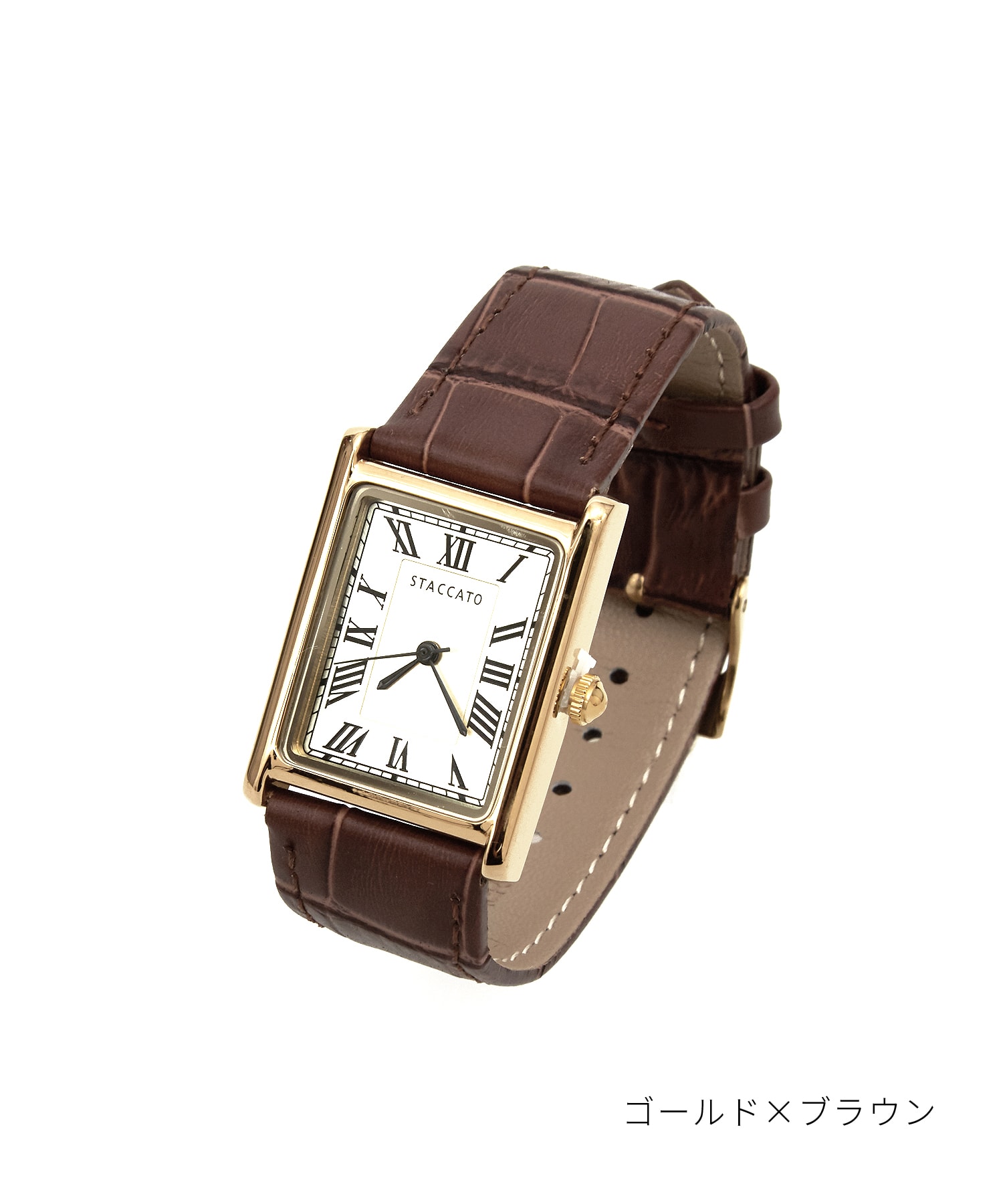 スクエアダイヤルレザーバンド腕時計 / ウォッチ 牛革 アナログ レトロ