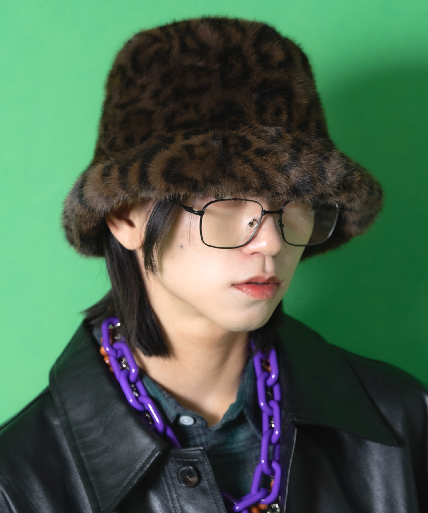 レオパードショートファーハット / ユニセックス 帽子 豹柄 ヒョウ柄