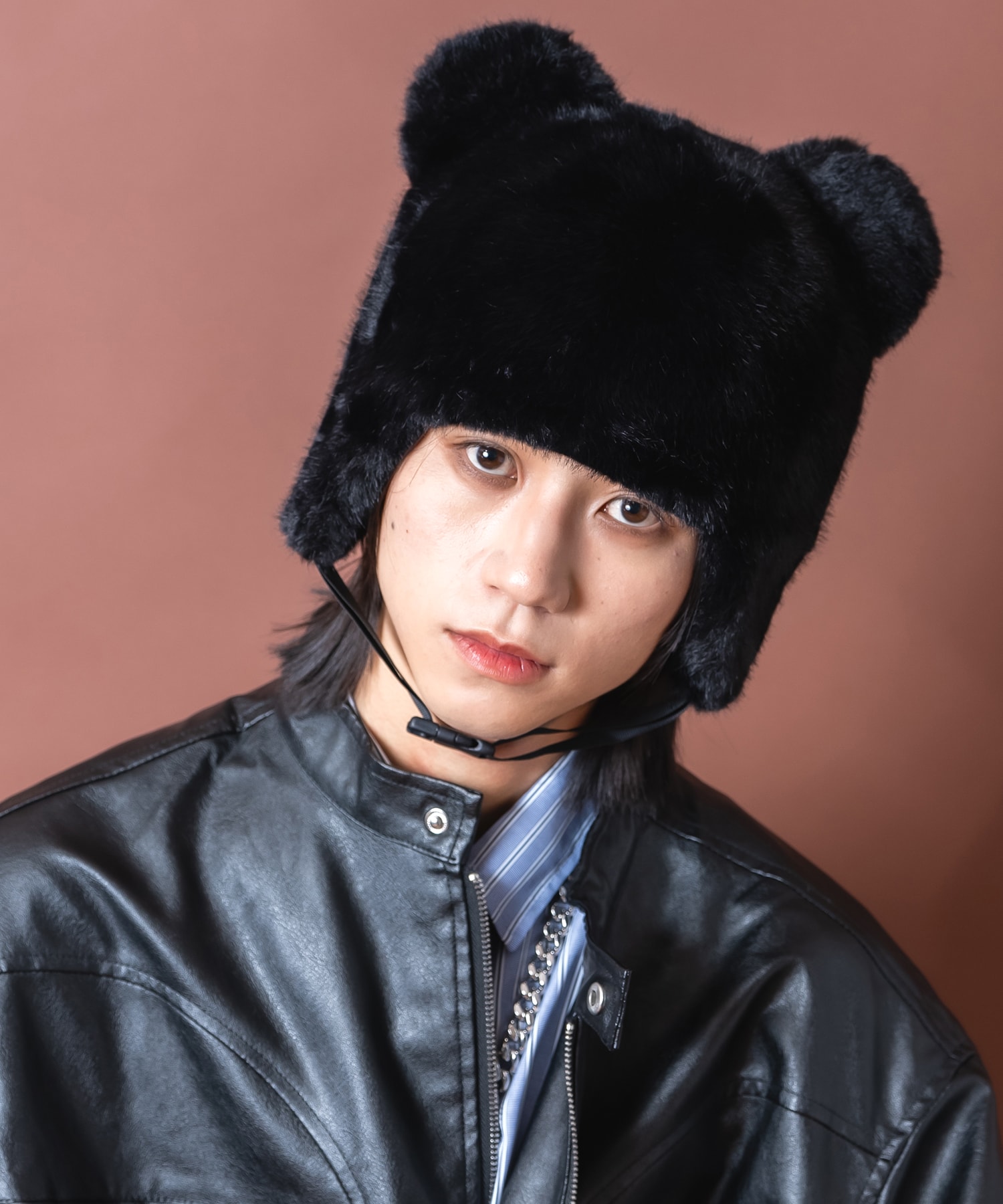 クマ耳ショートファーイヤーフラップキャップ / ユニセックス 帽子
