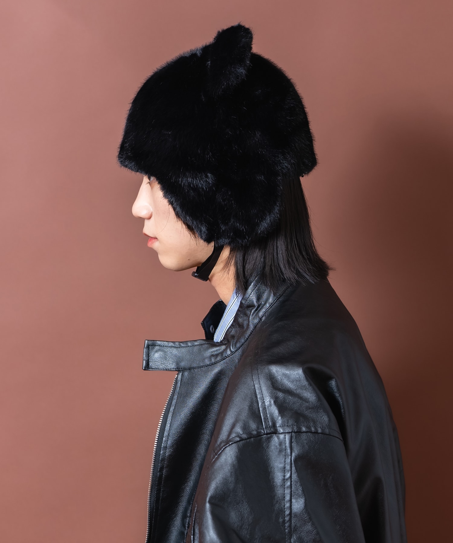 クマ耳ショートファーイヤーフラップキャップ / ユニセックス 帽子