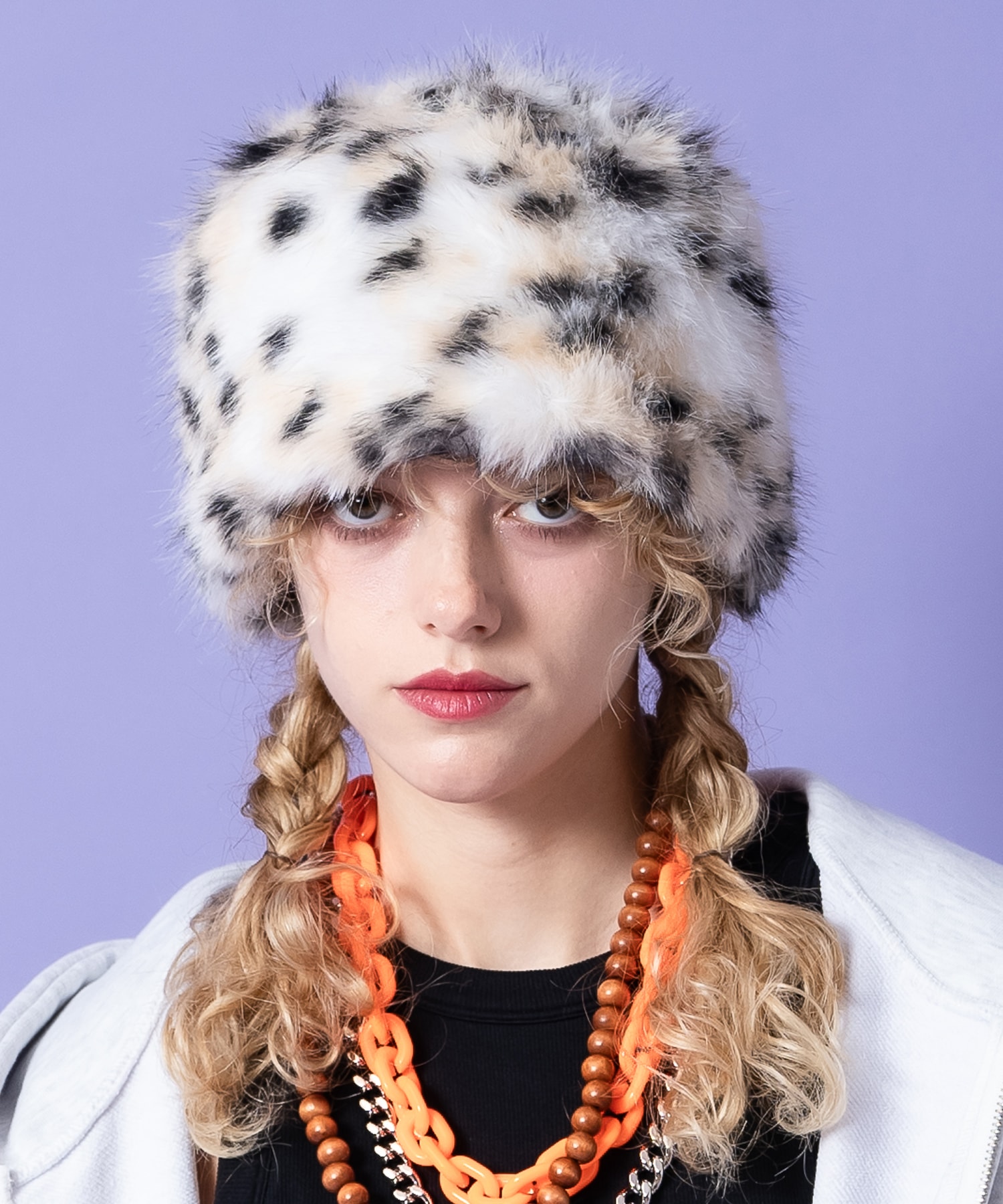 ブチレオパードファーロシアンハット / ユニセックス ヒョウ柄 豹柄