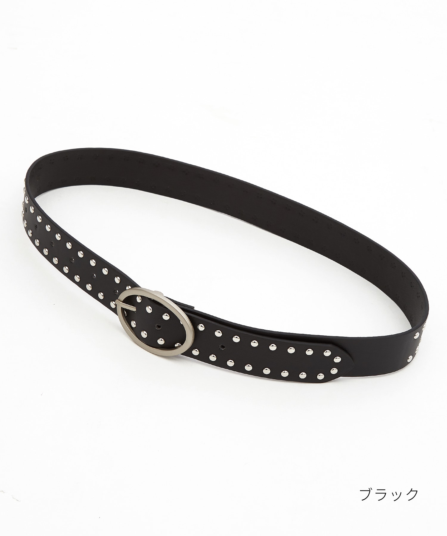 オーバルリングバックル2連ボールスタッズベルト / ユニセックス 合成皮革