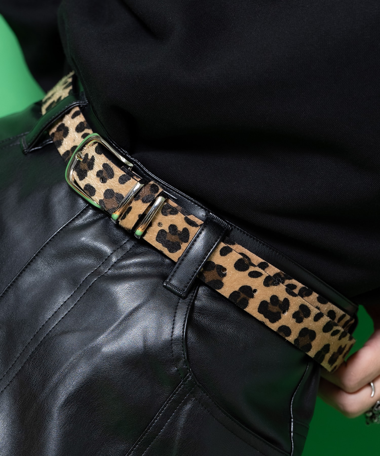 レオパードハラコタッチ合成皮革ベルト / ユニセックス レディース