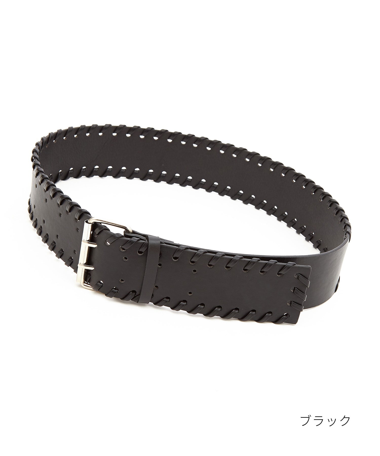 ブラインドステッチ合成皮革スーパーワイドベルト / ユニセックス