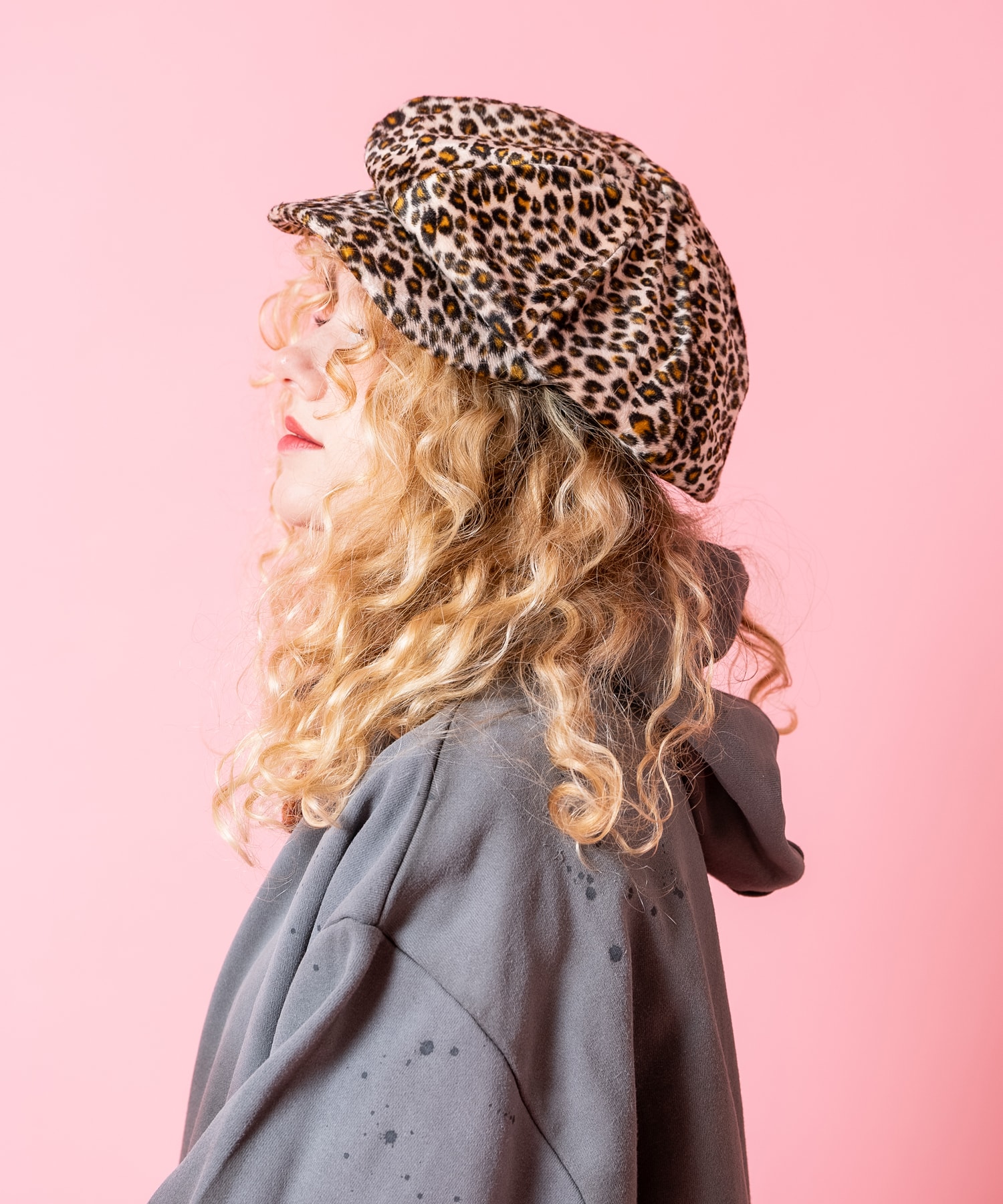 レオパードベロアキャスケット / ユニセックス 帽子 ヒョウ柄 豹柄