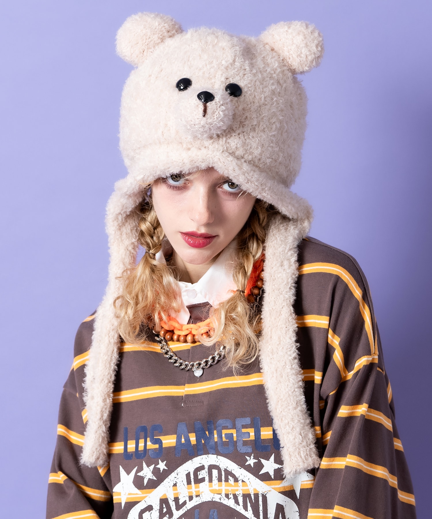 クマさんイヤーフラップファーニットキャップ / ユニセックス ニット帽