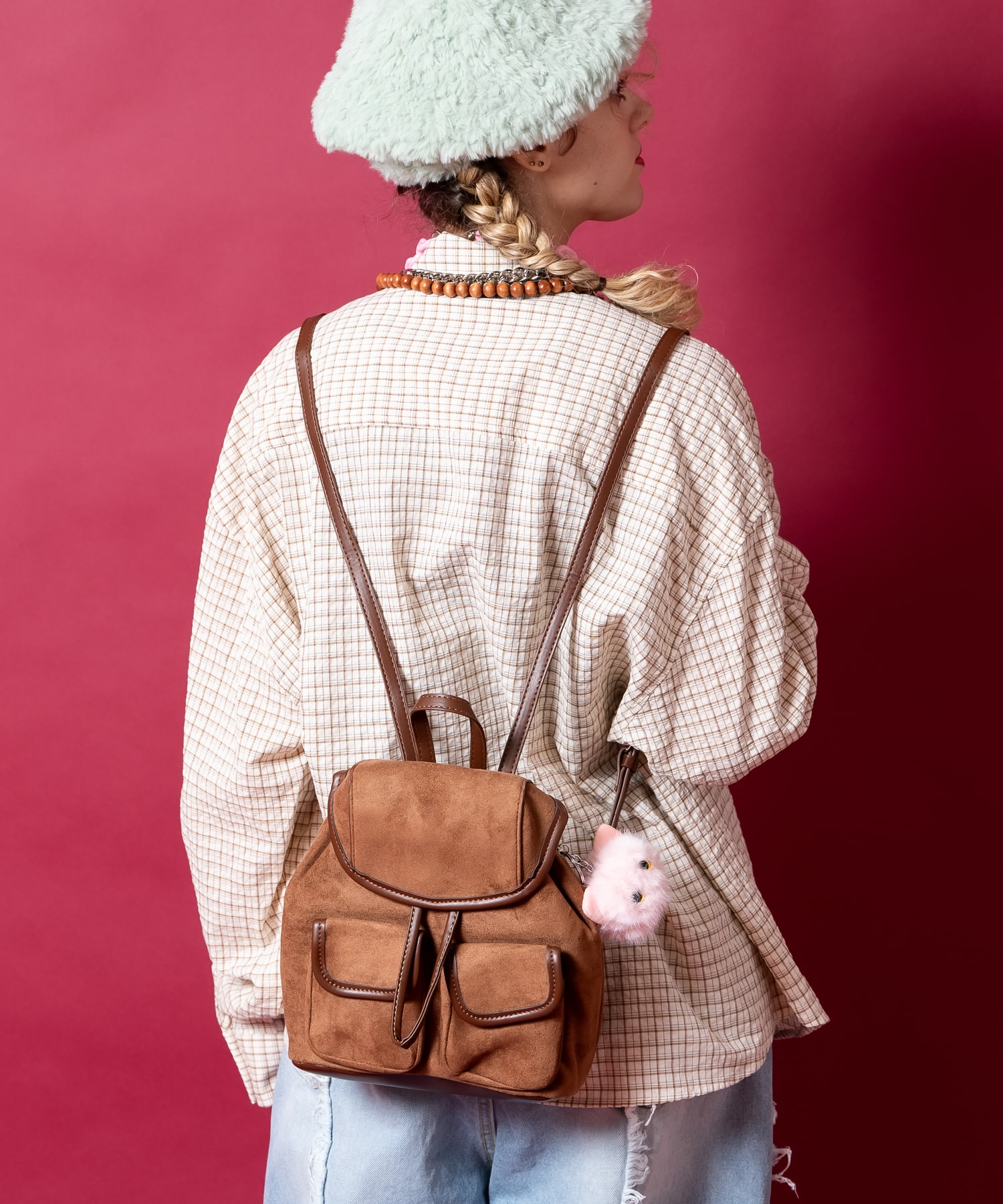 an meets zakka スエード合成皮革レトロミニリュックサック