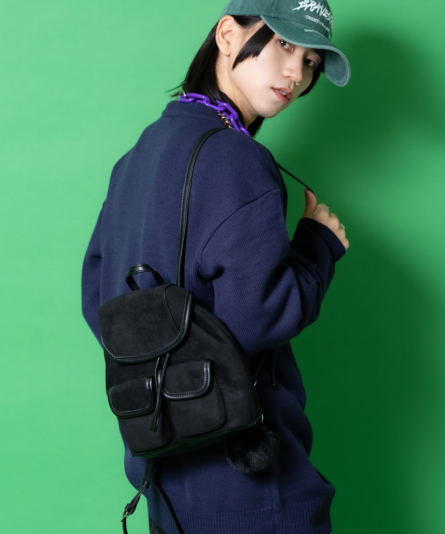 スエード合成皮革レトロミニリュックサック / ユニセックス レディース 