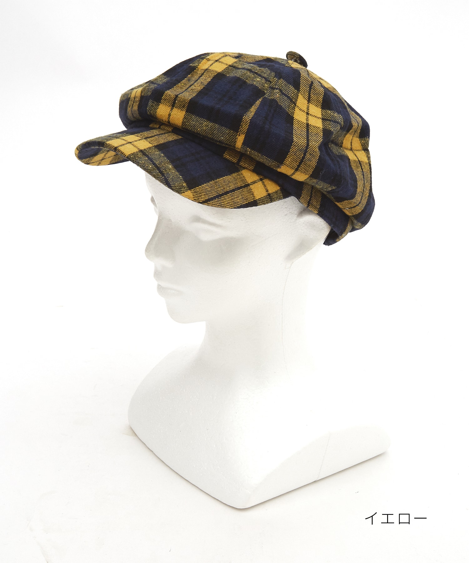 起毛肉厚ネルタータンチェック柄キャスケット(別売りイヤーマフ取付可