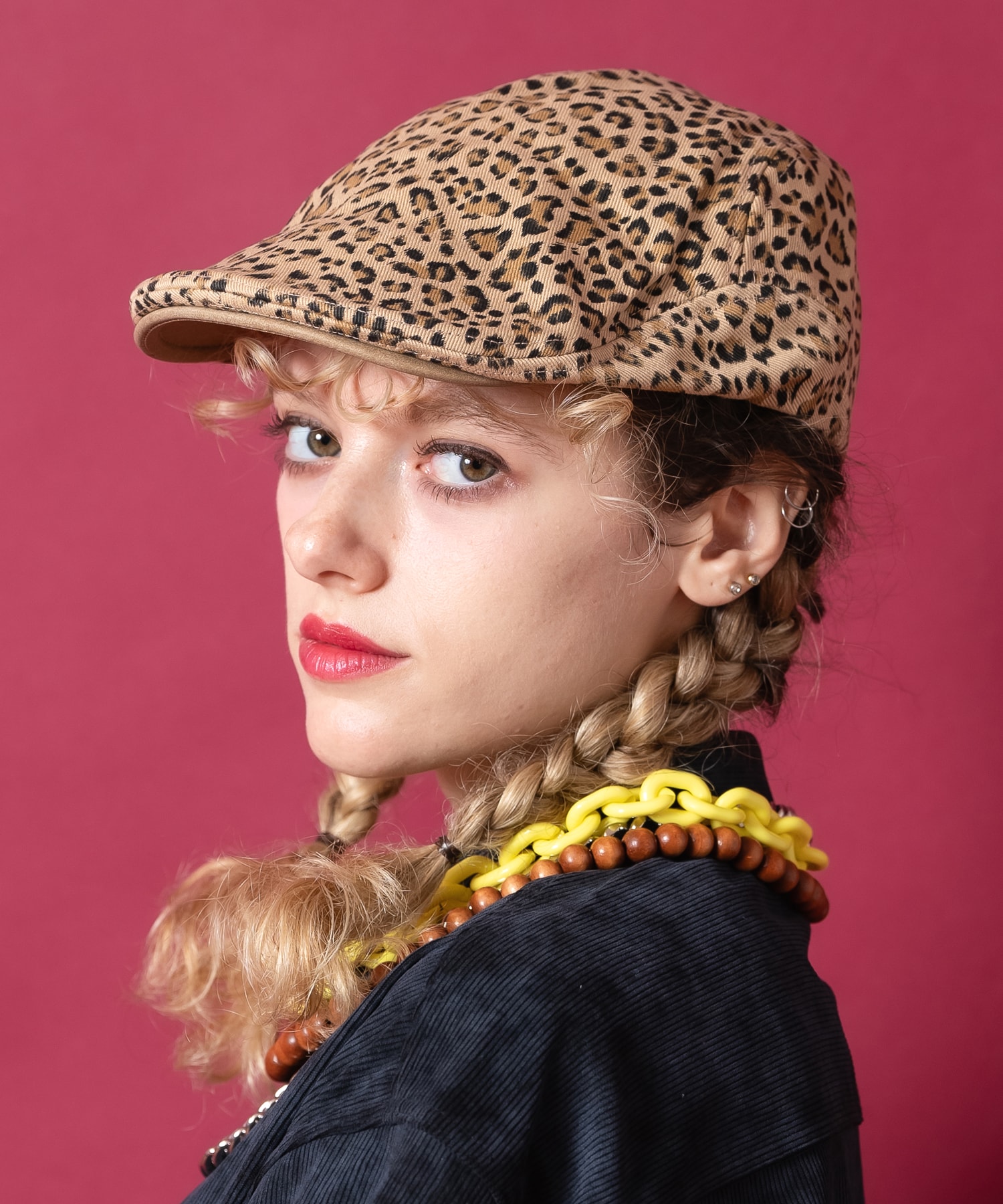 レオパード柄ピーチコットンハンチング / ユニセックス 豹柄 ヒョウ柄