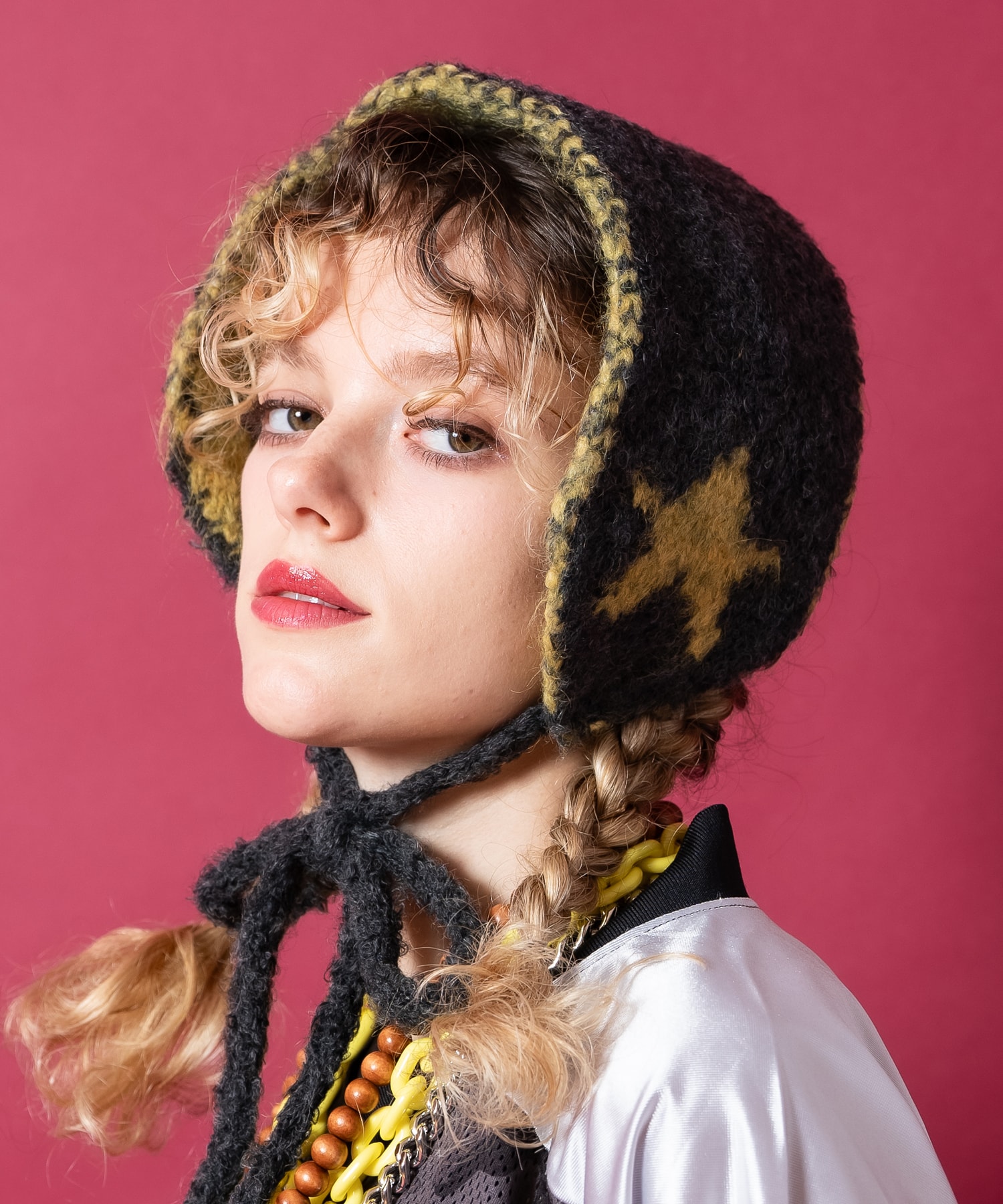 スターポイントリバーシブルファー混ニットボンネットイヤーマフ