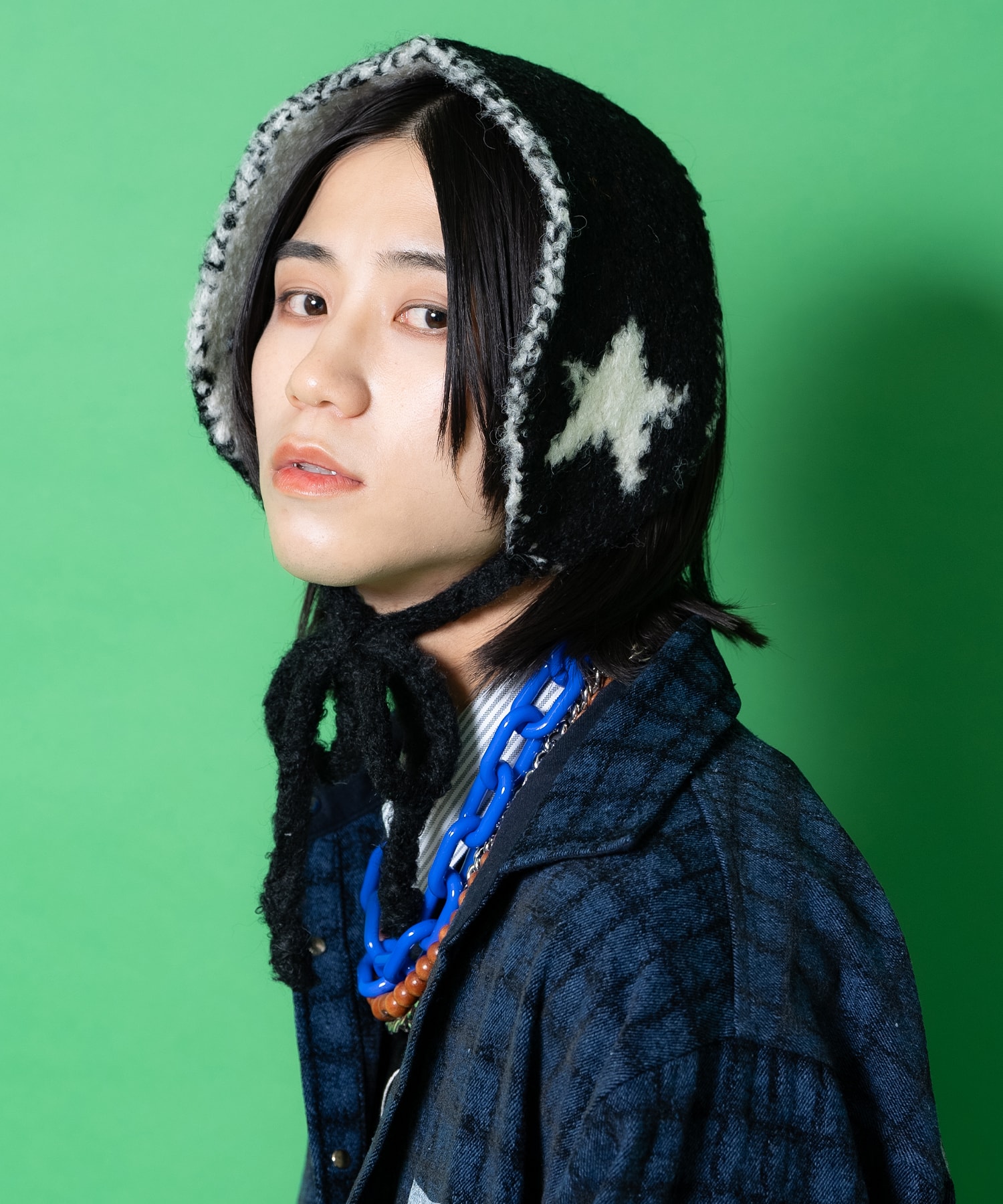 スターポイントリバーシブルファー混ニットボンネットイヤーマフ