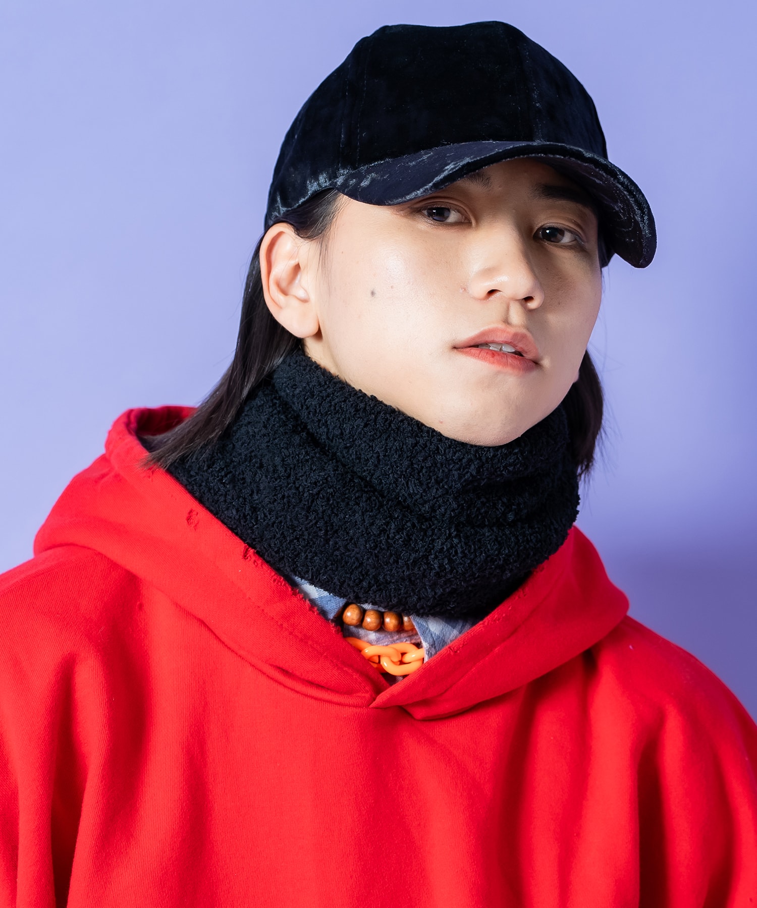 パイルファーニットネックウォーマー / ユニセックス シャギー スヌード