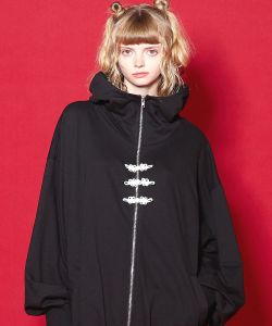 ankoROCK チャイナボタンボリュームネックフードパーカー -オーバーサイズ-