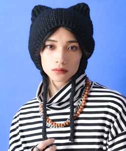an meets zakka ネコ耳イヤーフラップニットキャップ