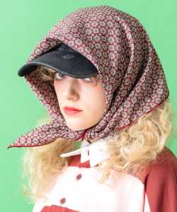 an meets zakka ビンテージテイストレトロプリントスカーフ