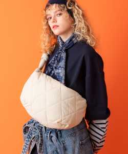 an meets zakka ダイヤキルティングパディングナイロンショルダーバッグ