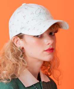 an meets zakka ロゴ刺繍花柄コットンローキャップ