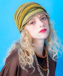 【期間限定 5％OFF】 an meets zakka ネイティブ柄マルチストライプコットンヘアターバン