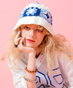 an meets zakka レトロフラワーモチーフクロシェニットハット