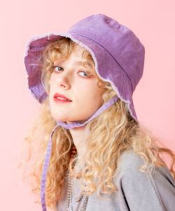 an meets zakka ピグメントコットンダメージブリムロングコードハット