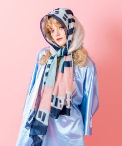 an meets zakka レトロアートパターン大判スカーフ(75cm×175cm)