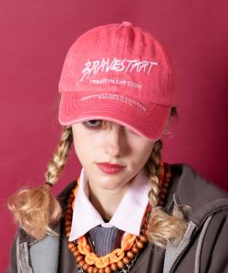 an meets zakka バイザー＆パネルストリートロゴ刺繍ピグメントBBキャップ