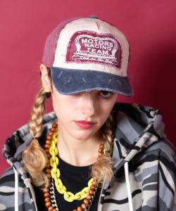 an meets zakka ロゴワッペンダメージ＆ピグメントレトロキャップ