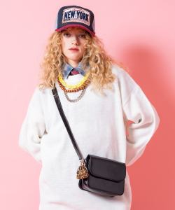 an meets zakka 合成皮革２WAYショルダークラッチフラップバッグ